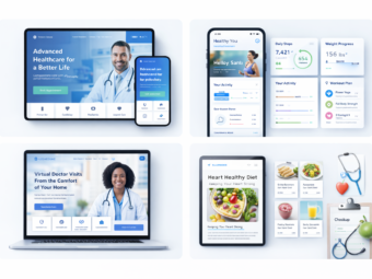 Healthcare and wellness digital mockups image
